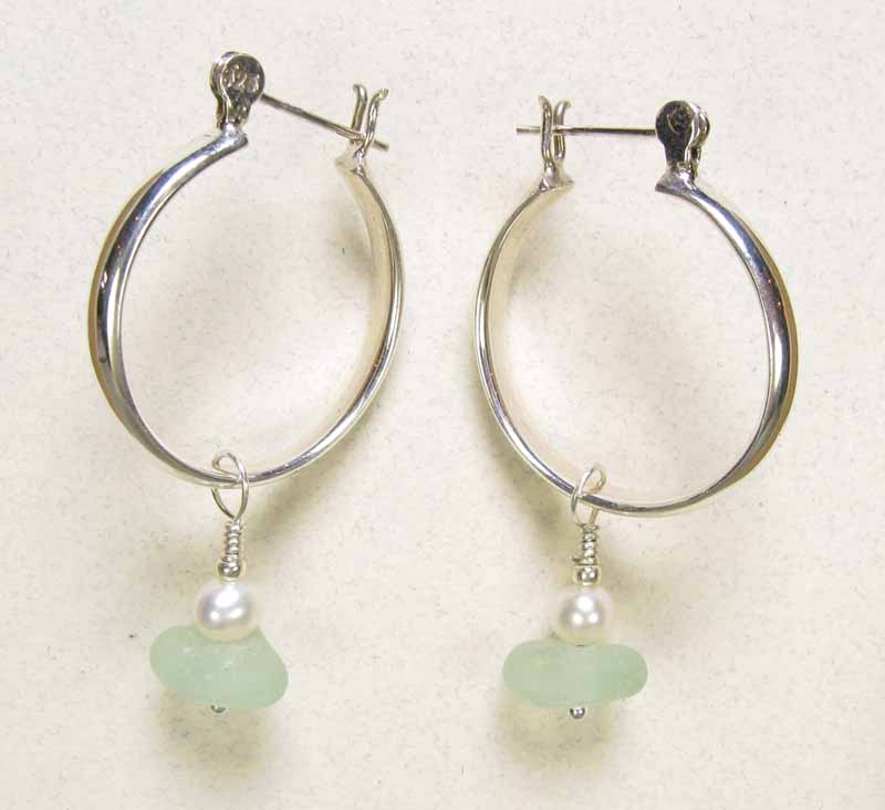 Large Hoops with Beach Glass